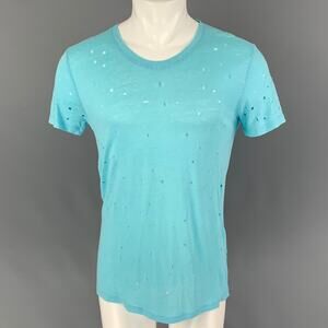 IRO Size XS Light Blue Distressed Linen Crew-Neck Clay T-shirt